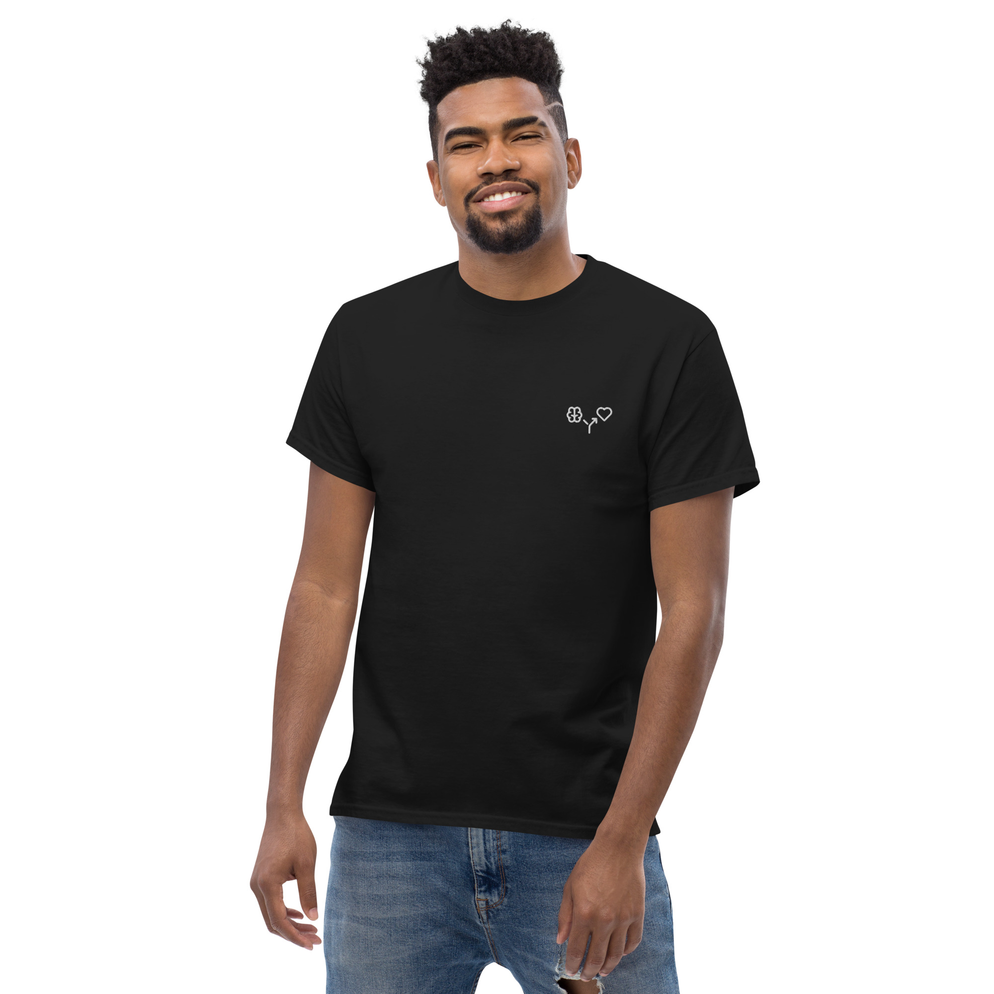 MNML | Brain vs Love | Dark Mode | Unisex T-shirt | Premium organic cotton | Embroidered - Image 6