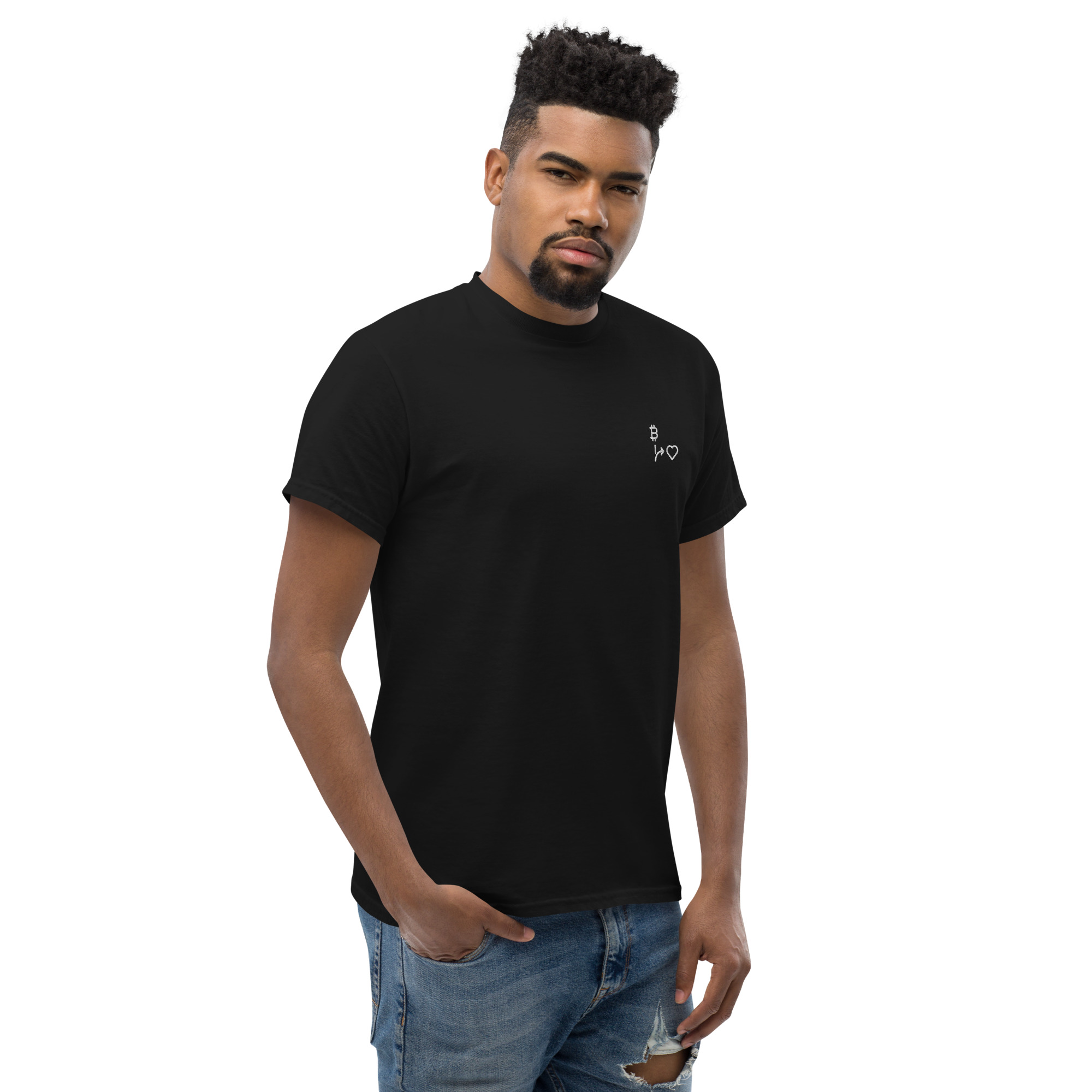 MNML | Bitcoins vs Love | Dark Mode | Unisex T-shirt | Premium organic cotton | Embroidered - Image 8