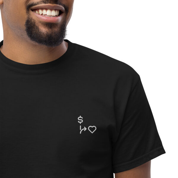 MNML | Money vs Love | Dark Mode | Unisex T-shirt | Premium organic cotton | Embroidered