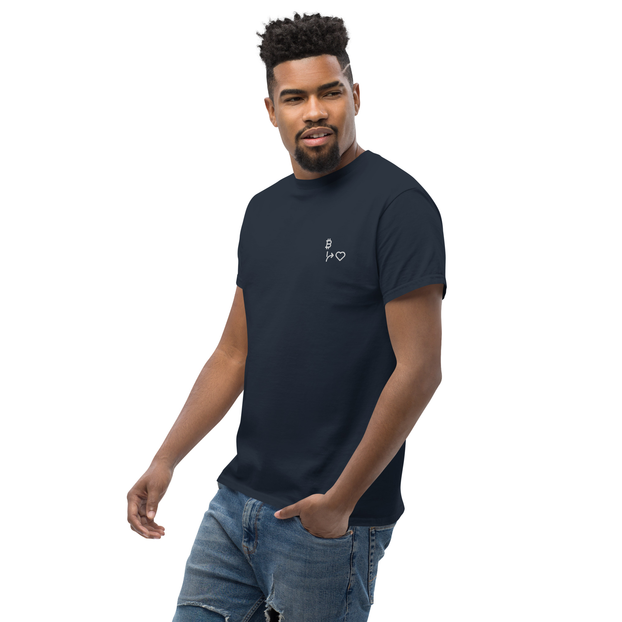 MNML | Bitcoins vs Love | Dark Mode | Unisex T-shirt | Premium organic cotton | Embroidered - Image 14