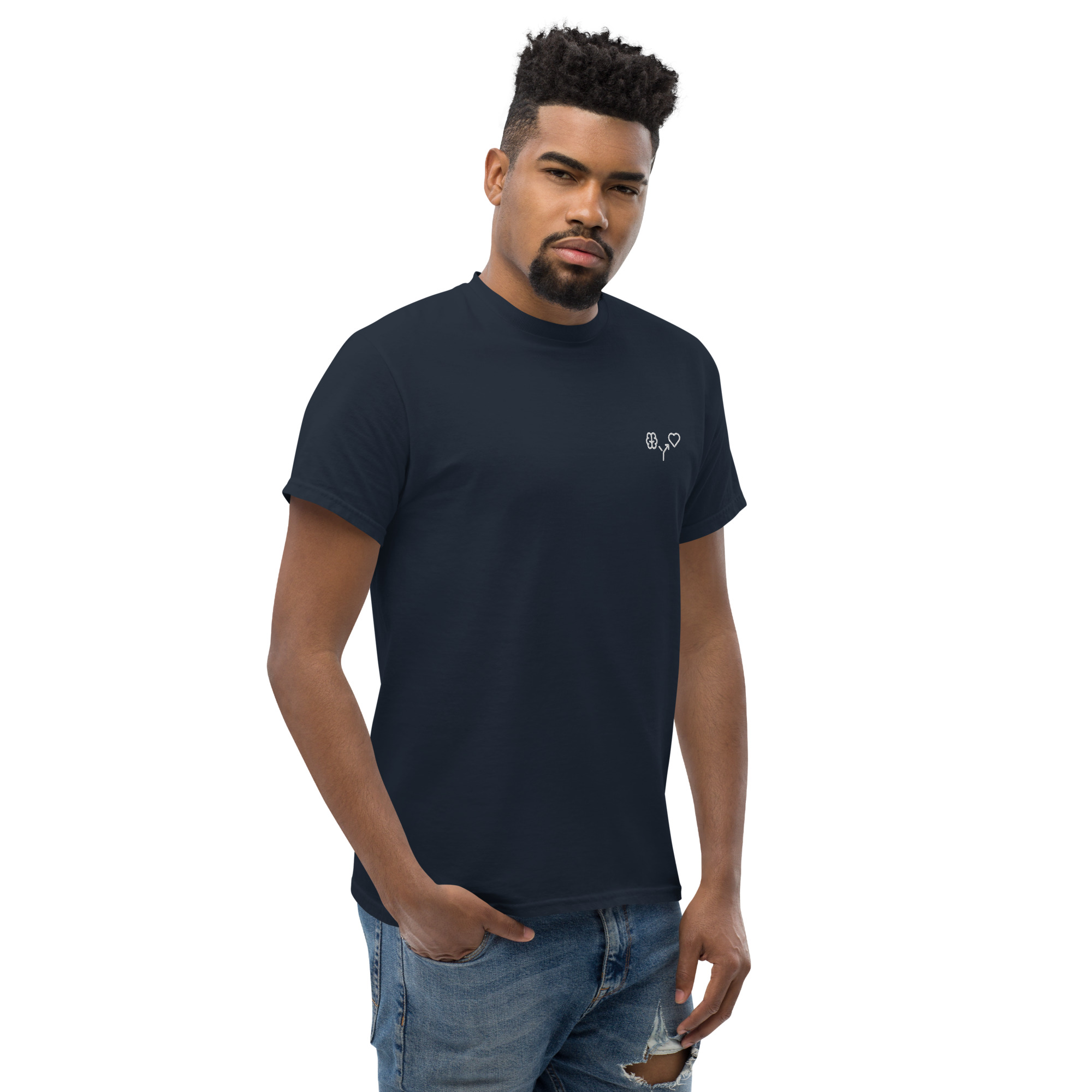 MNML | Brain vs Love | Dark Mode | Unisex T-shirt | Premium organic cotton | Embroidered - Image 14