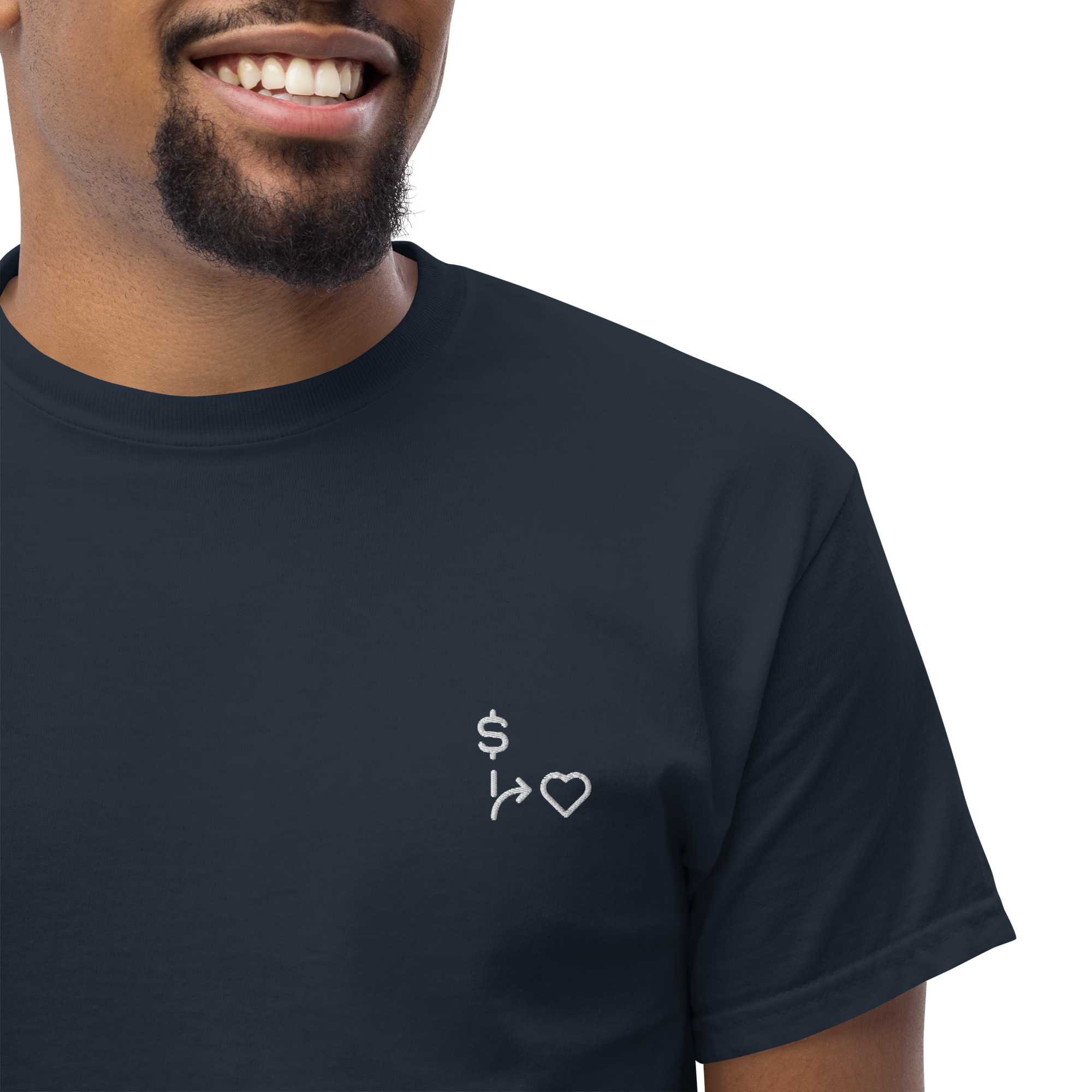 MNML | Money vs Love | Dark Mode | Unisex T-shirt | Premium organic cotton | Embroidered - Image 10