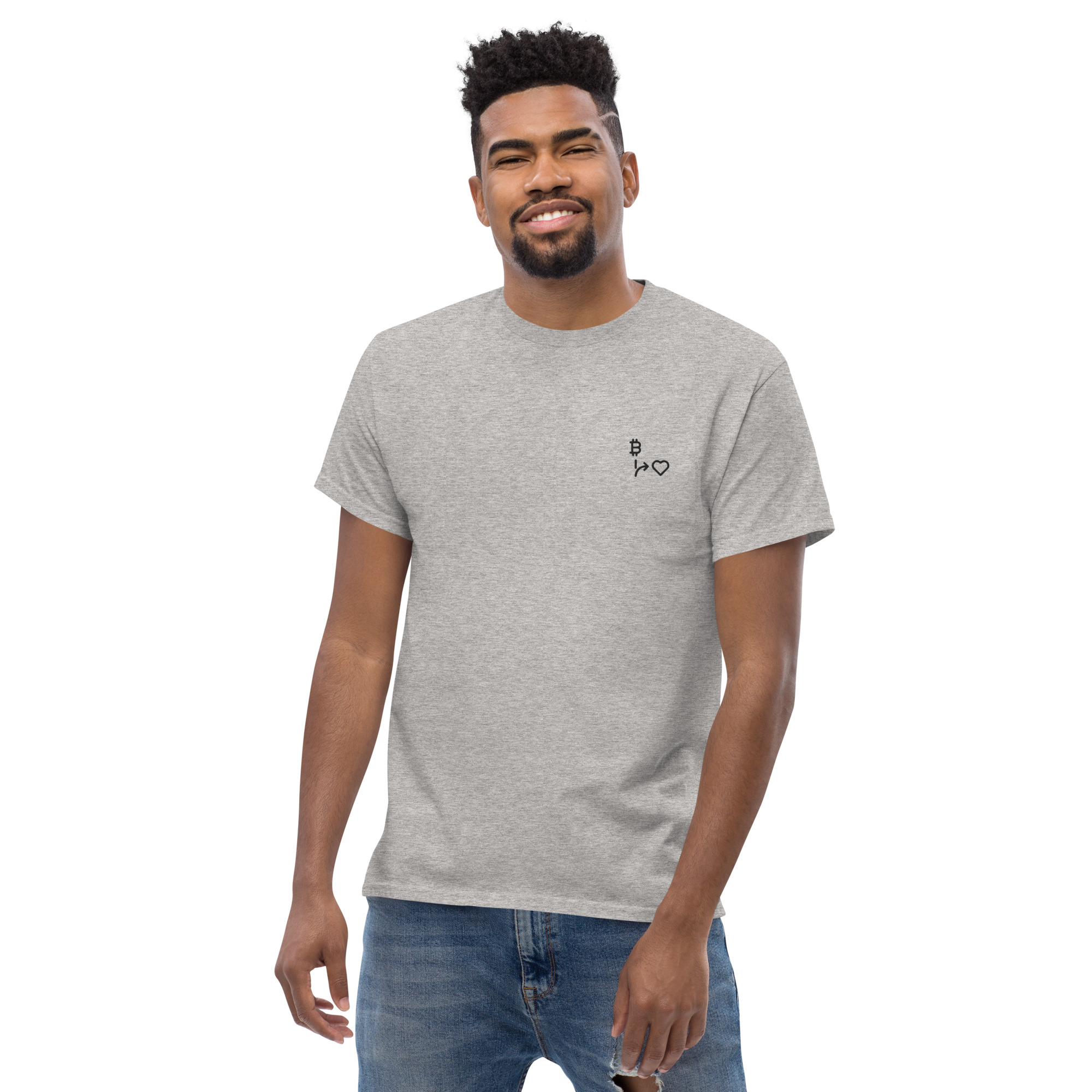 MNML | Bitcoins vs Love | Light Mode | Unisex T-shirt | Premium organic cotton | Embroidered - Image 6