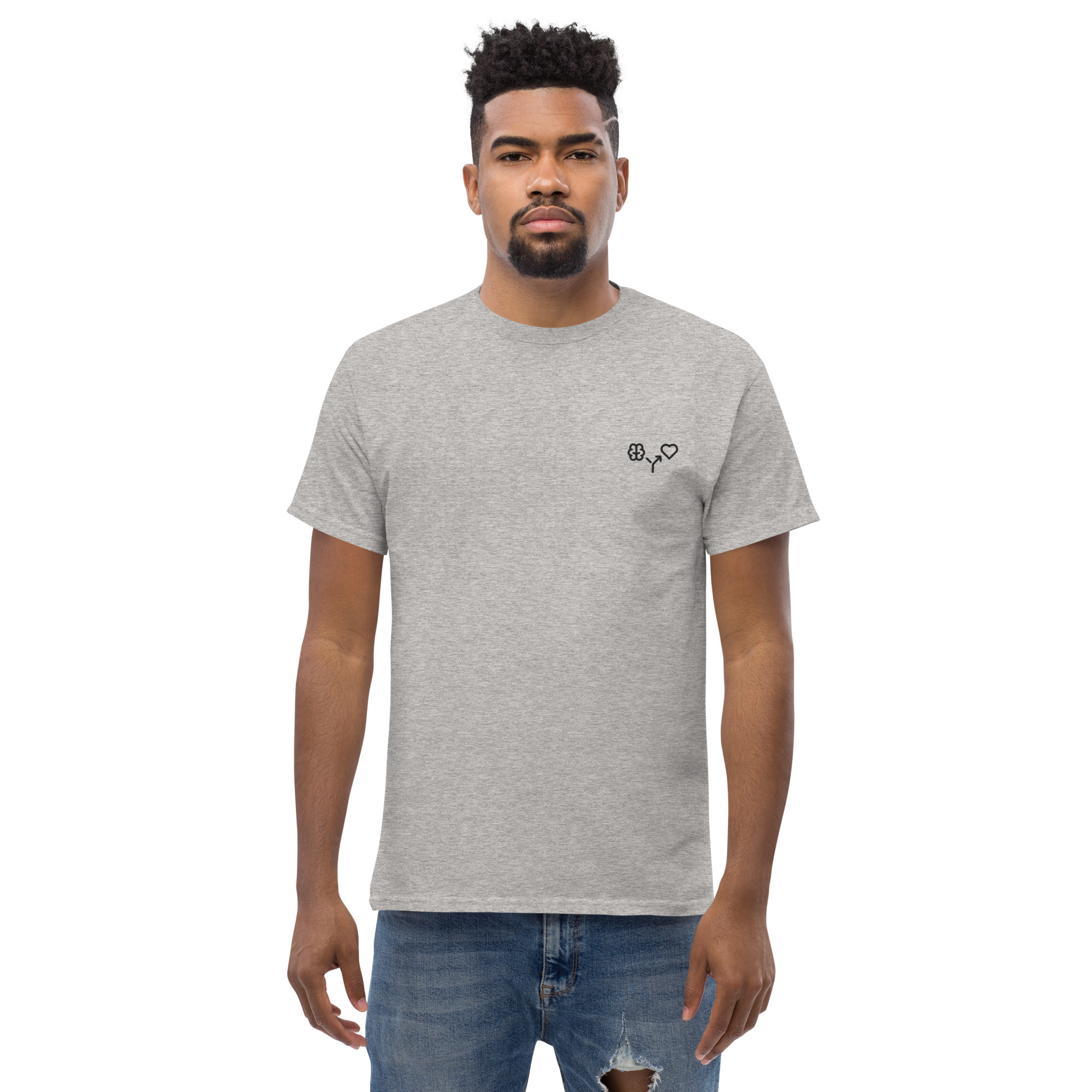 MNML | Brain vs Love | Light Mode | Unisex T-shirt | Premium organic cotton | Embroidered - Image 4