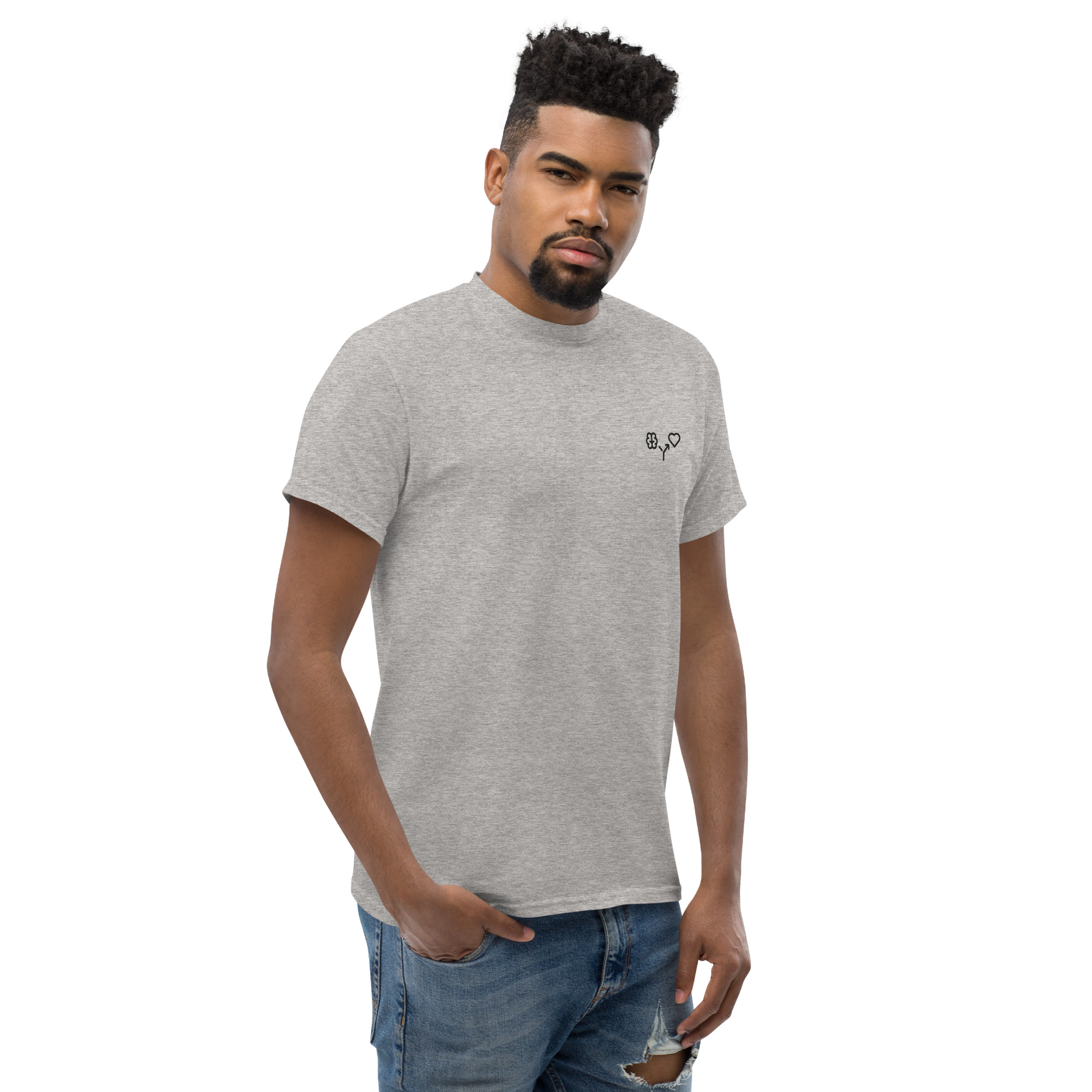 MNML | Brain vs Love | Light Mode | Unisex T-shirt | Premium organic cotton | Embroidered - Image 11