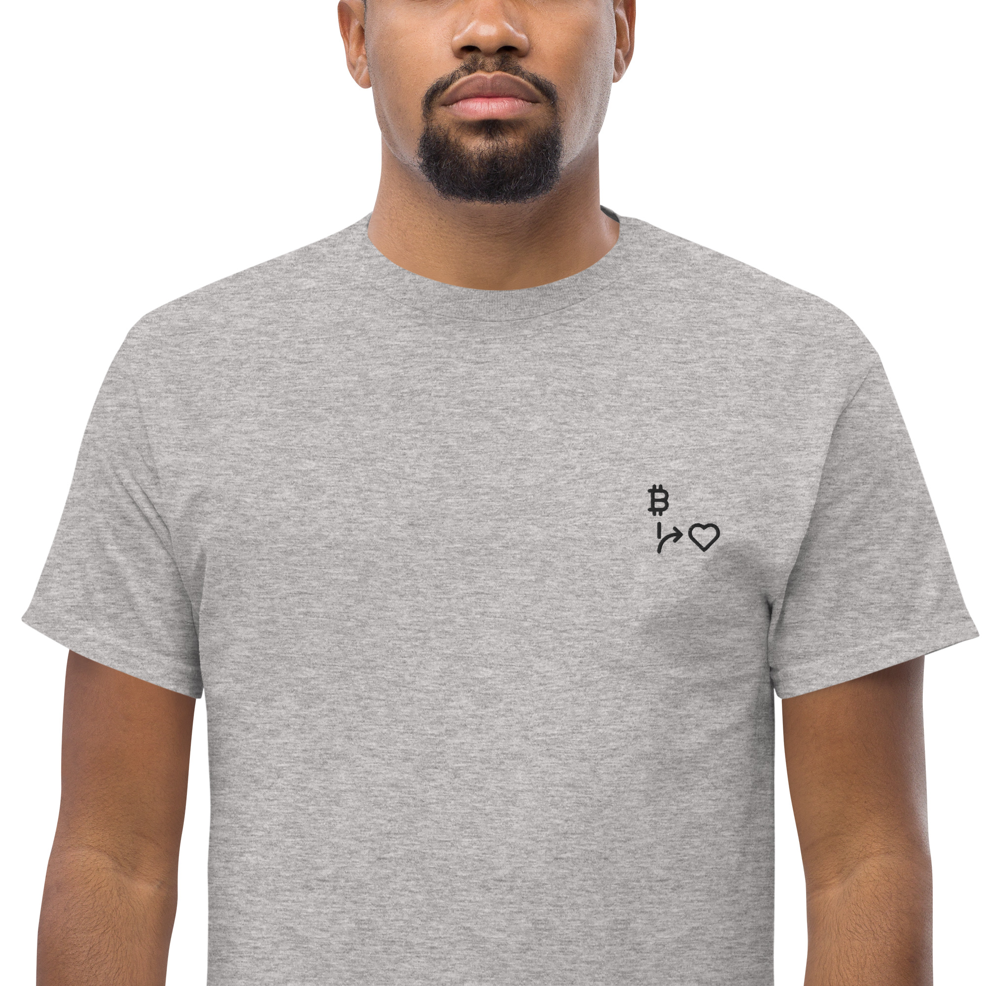 MNML | Bitcoins vs Love | Light Mode | Unisex T-shirt | Premium organic cotton | Embroidered - Image 4