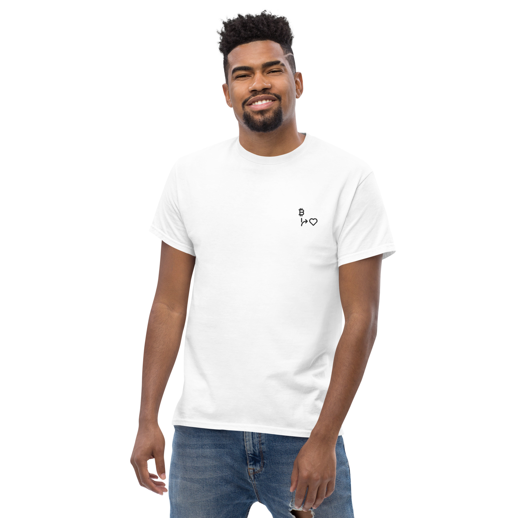 MNML | Bitcoins vs Love | Light Mode | Unisex T-shirt | Premium organic cotton | Embroidered - Image 13