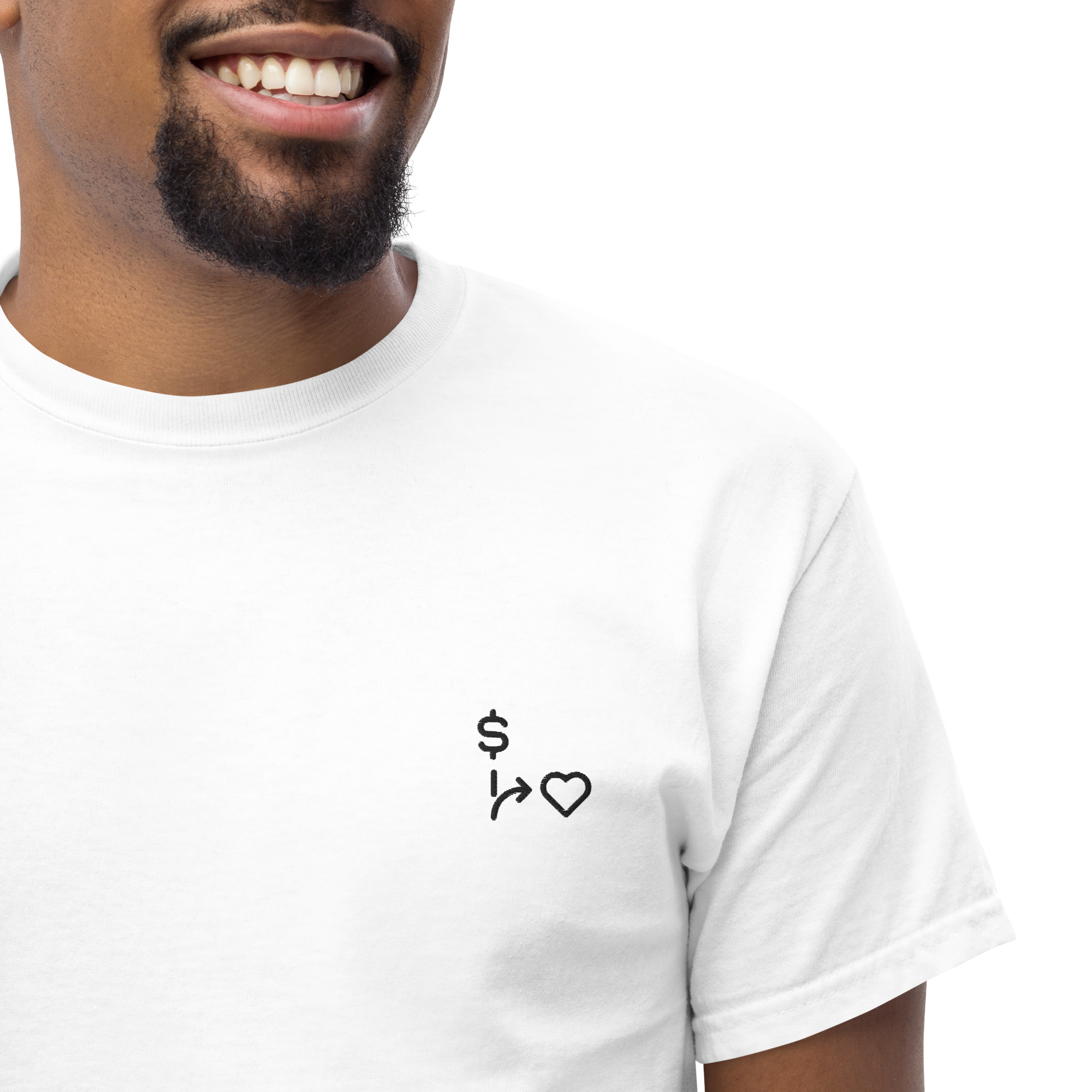 MNML | Money vs Love | Light Mode | Unisex T-shirt | Premium organic cotton | Embroidered