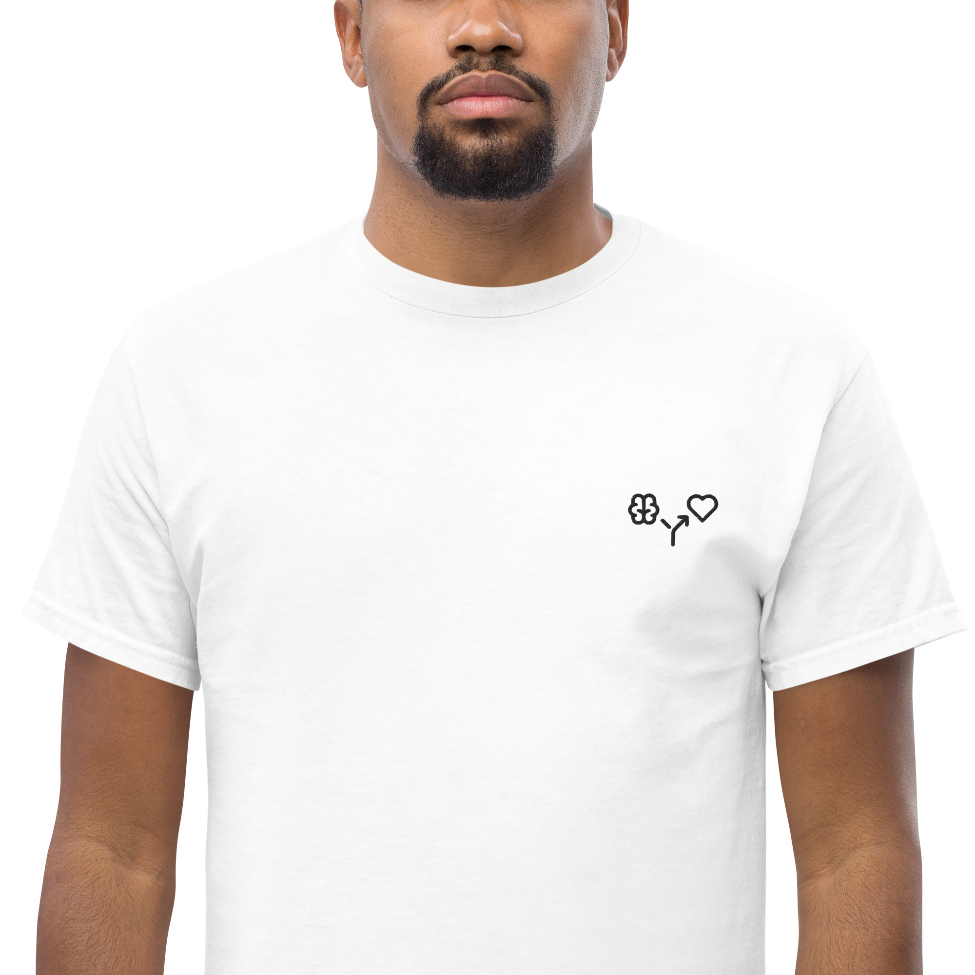 MNML | Brain vs Love | Light Mode | Unisex T-shirt | Premium organic cotton | Embroidered - Image 13
