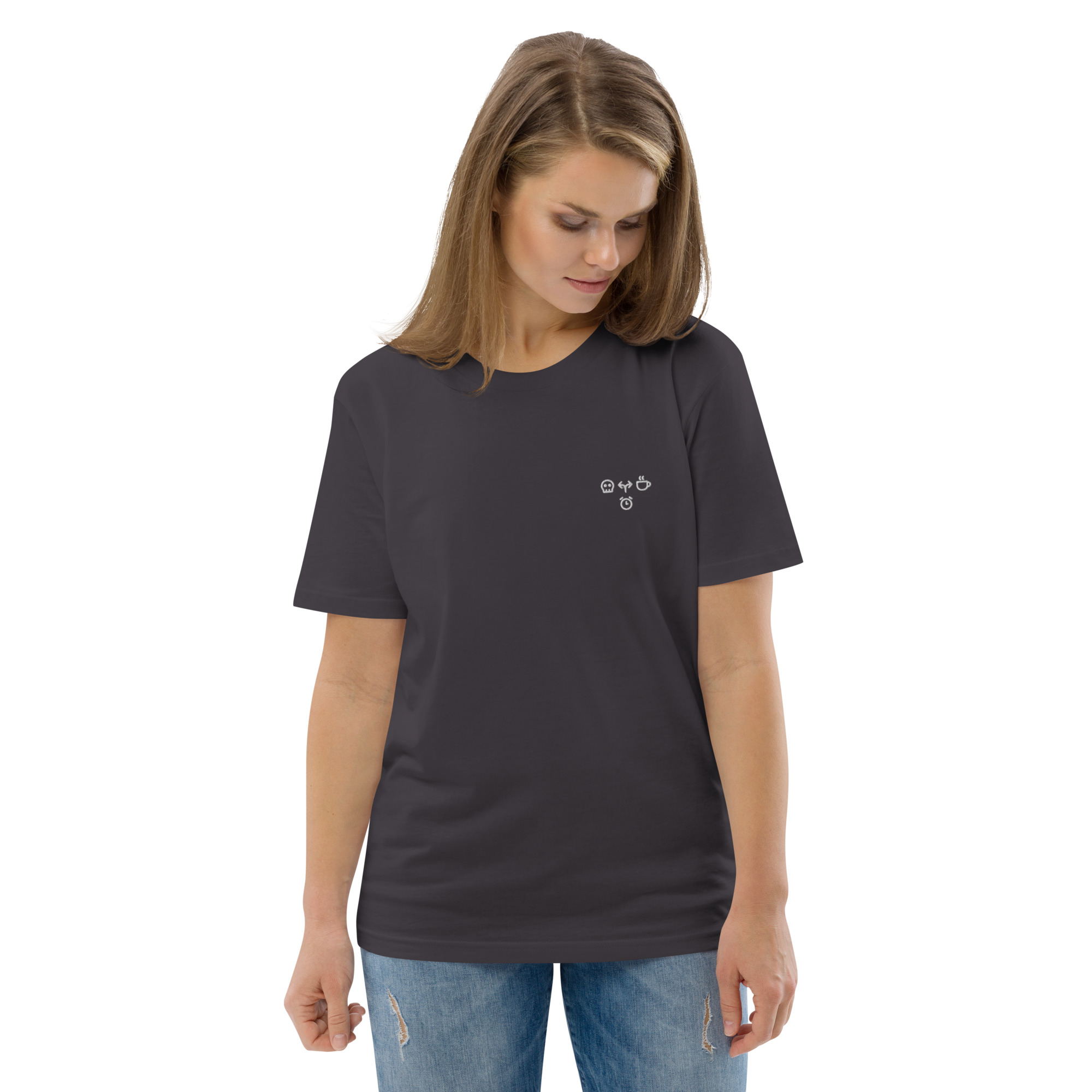 MNML | Morning Coffee Dead | Dark mode | Unisex T-shirt | Premium organic cotton | Embroidered - Image 22