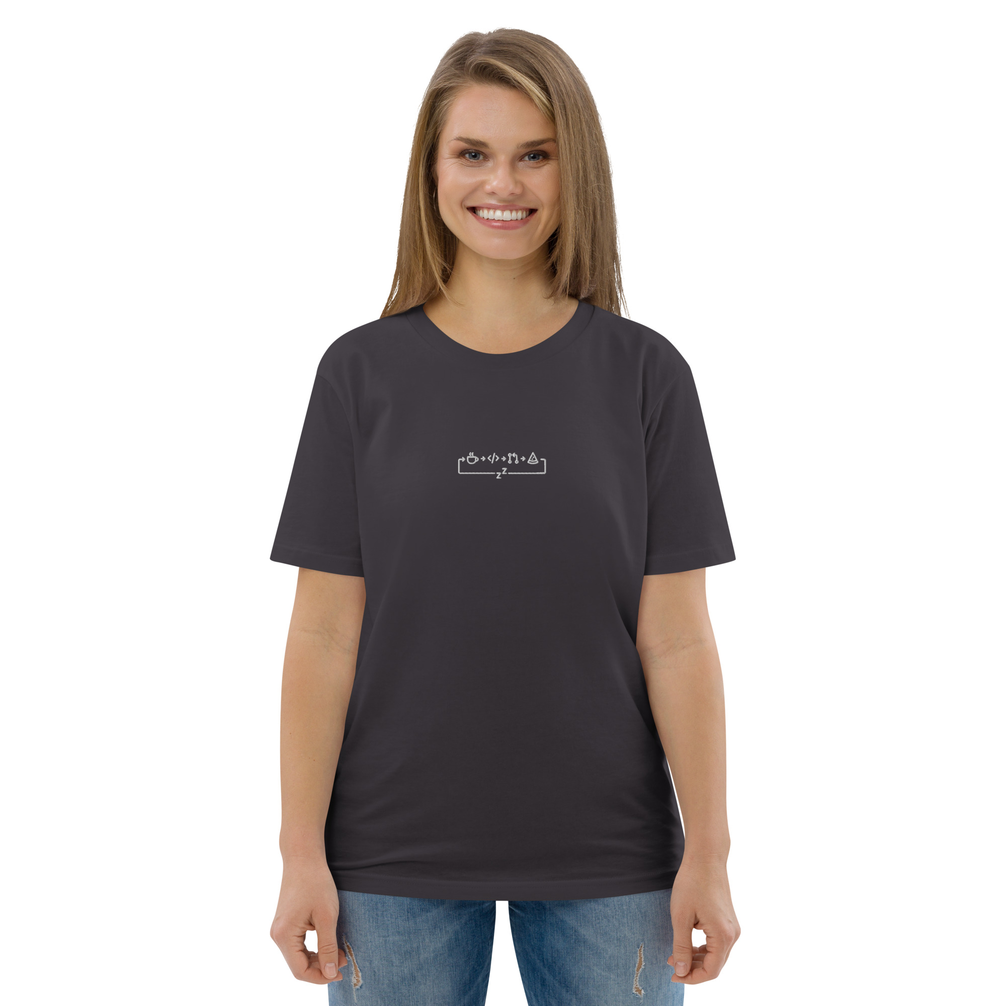 MNML | Dev day | Dark mode | Unisex T-shirt | Premium organic cotton | Embroidered - Image 8
