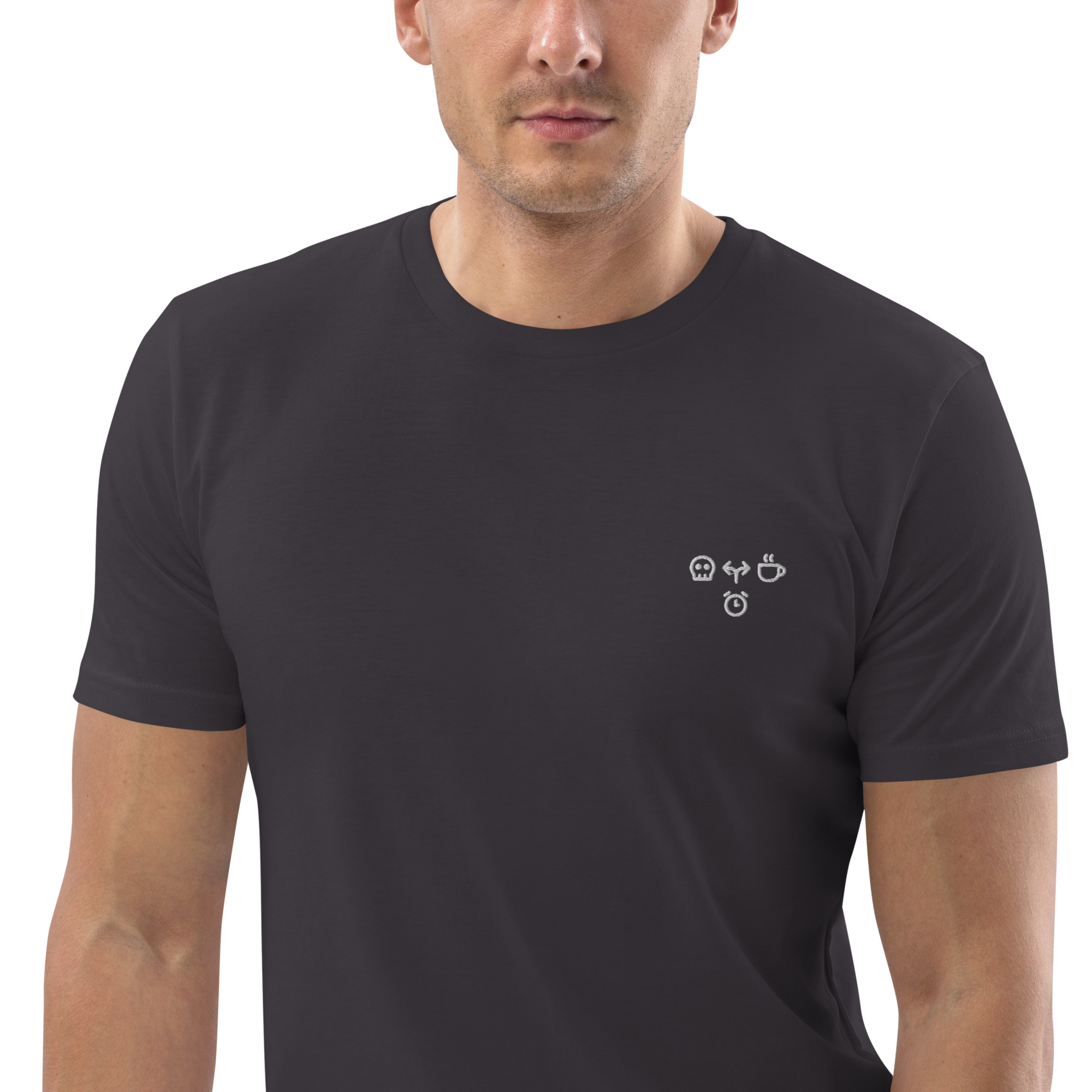 MNML | Morning Coffee Dead | Dark mode | Unisex T-shirt | Premium organic cotton | Embroidered - Image 9