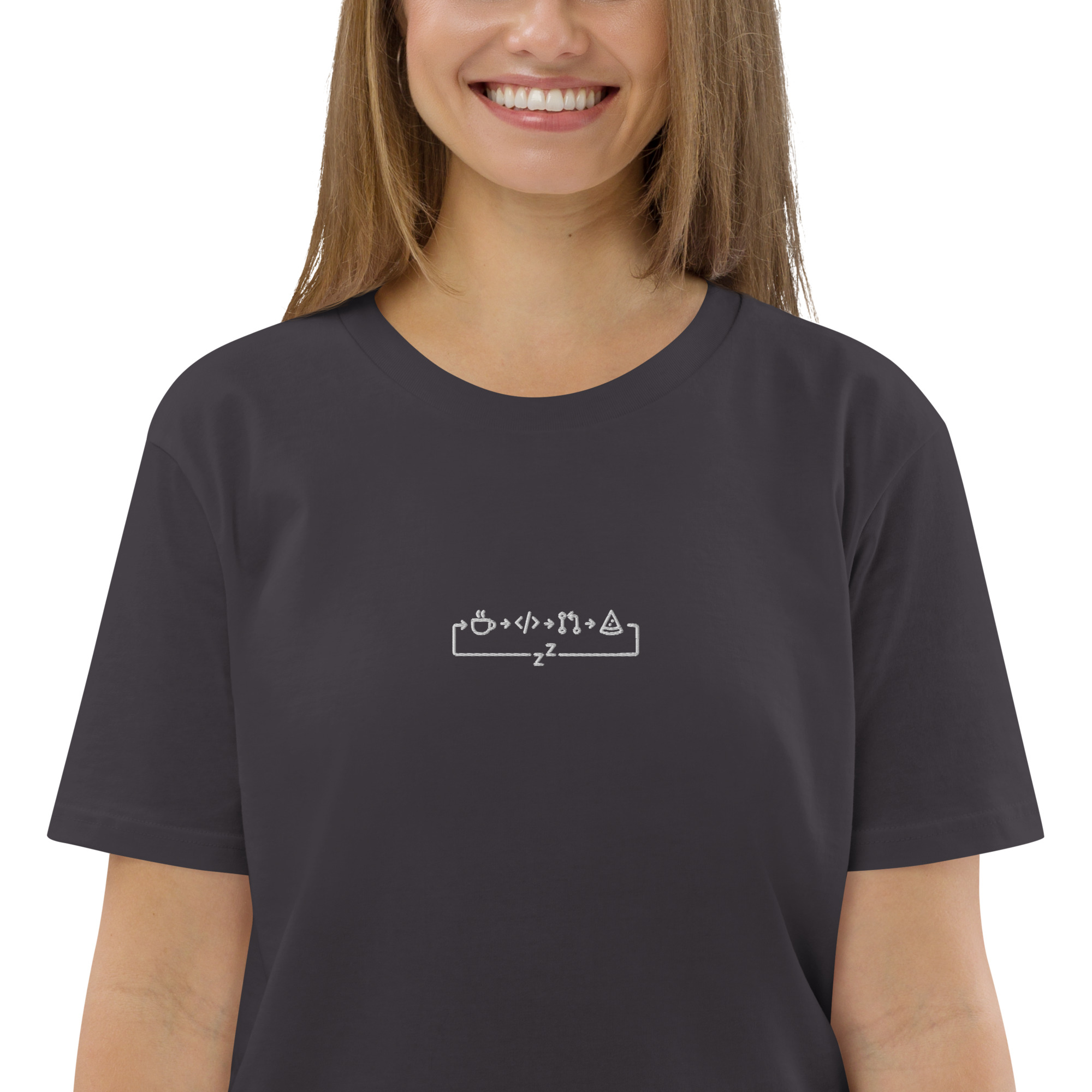 MNML | Dev day | Dark mode | Unisex T-shirt | Premium organic cotton | Embroidered - Image 7