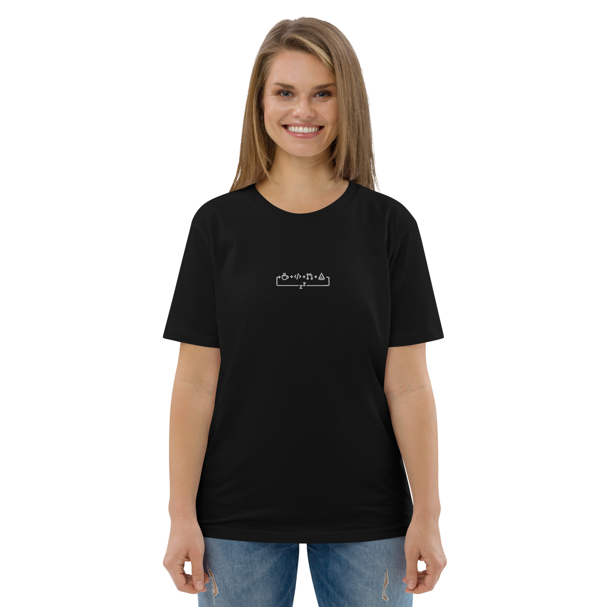 MNML | Dev day | Dark mode | Unisex T-shirt | Premium organic cotton | Embroidered - Image 6
