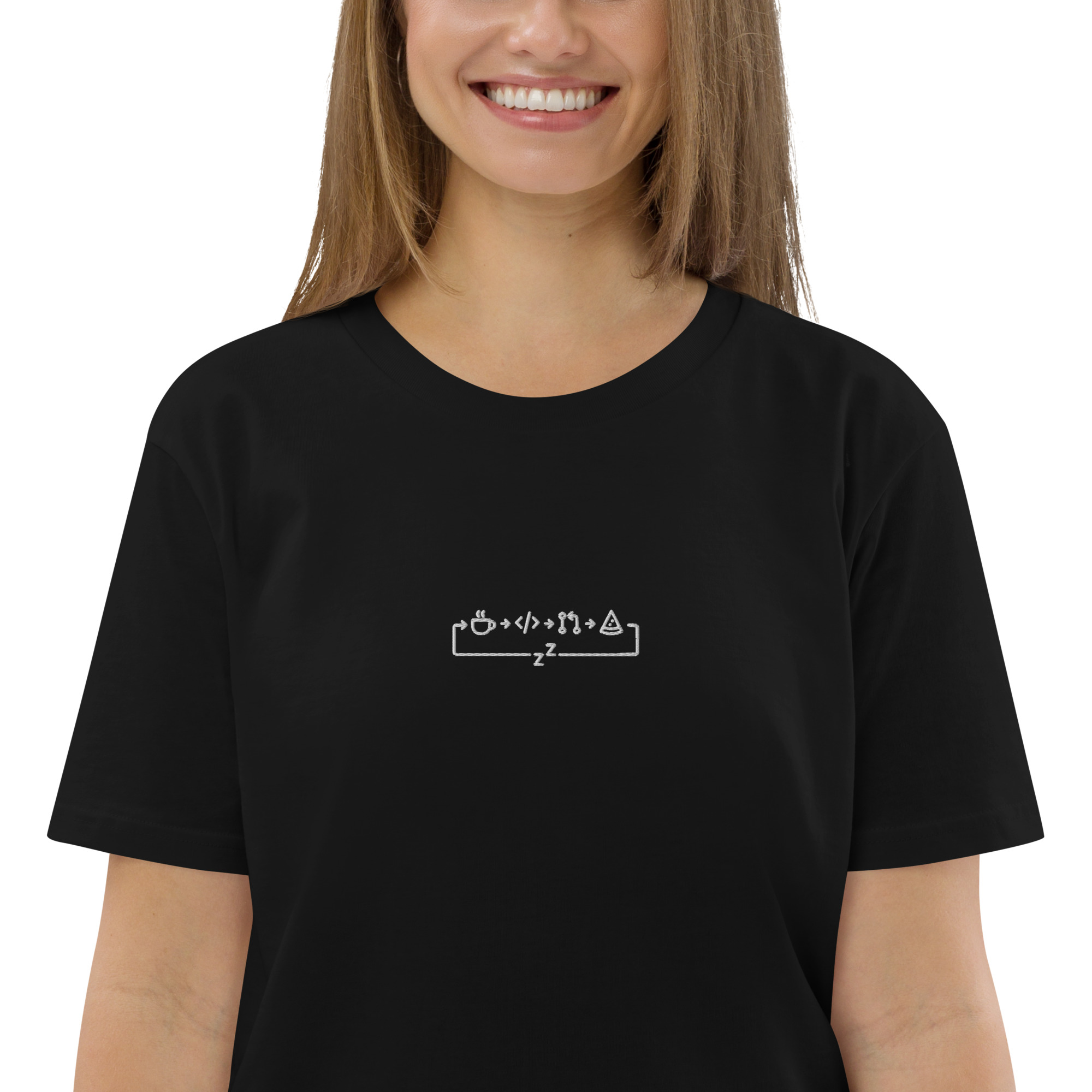 MNML | Dev day | Dark mode | Unisex T-shirt | Premium organic cotton | Embroidered - Image 3