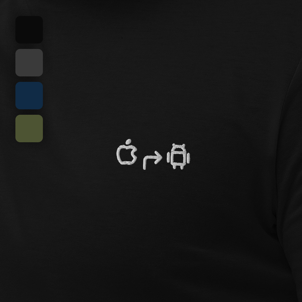 MNML | Android > Apple | Dark mode | Unisex T-shirt | Premium organic cotton | Embroidered - Image 2