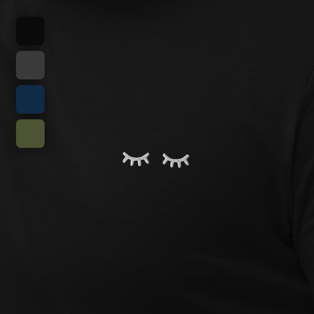 MNML | Eyes shut | Dark mode | Unisex T-shirt | Premium organic cotton | Embroidered - Image 2