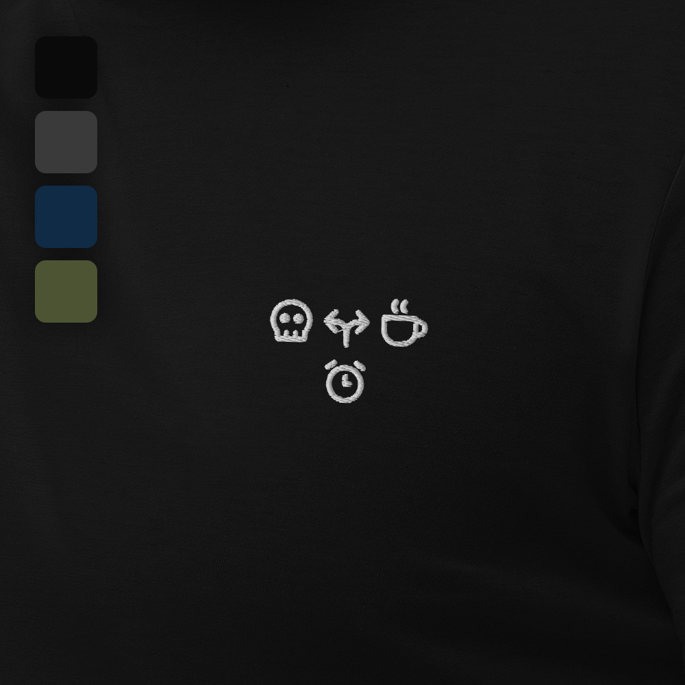 MNML | Morning Coffee Dead | Dark mode | Unisex T-shirt | Premium organic cotton | Embroidered - Image 2