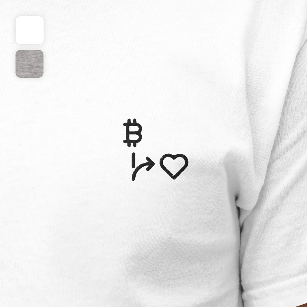 MNML | Bitcoins vs Love | Light Mode | Unisex T-shirt | Premium organic cotton | Embroidered - Image 2