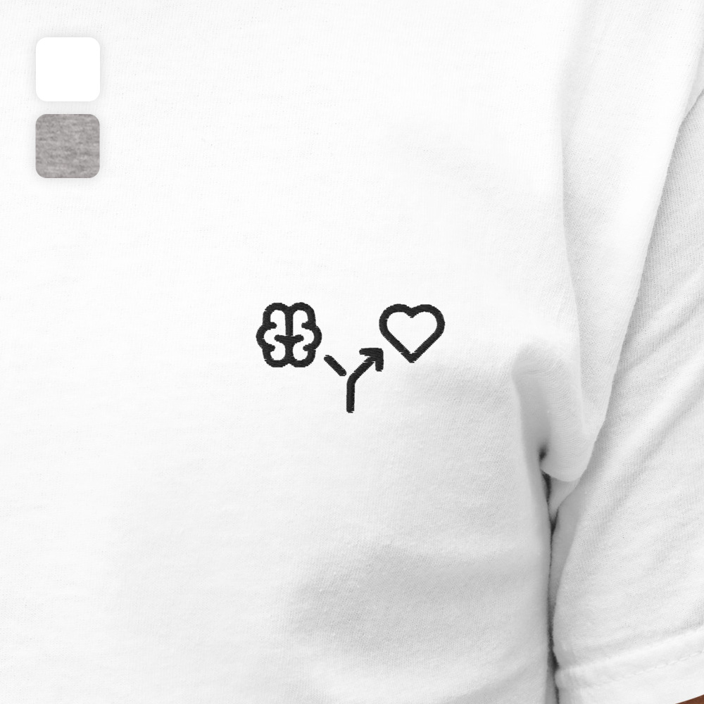 MNML | Brain vs Love | Light Mode | Unisex T-shirt | Premium organic cotton | Embroidered - Image 2