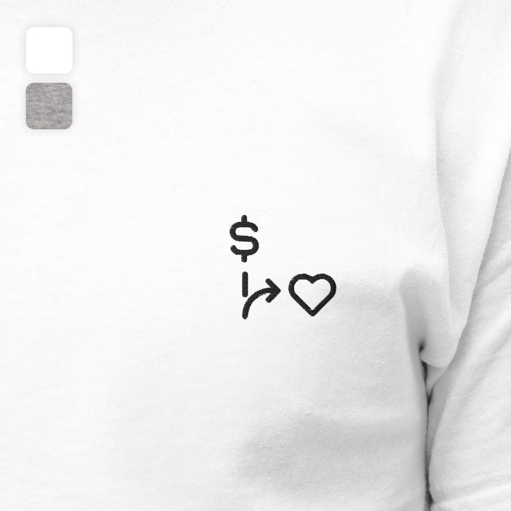 MNML | Money vs Love | Light Mode | Unisex T-shirt | Premium organic cotton | Embroidered - Image 2