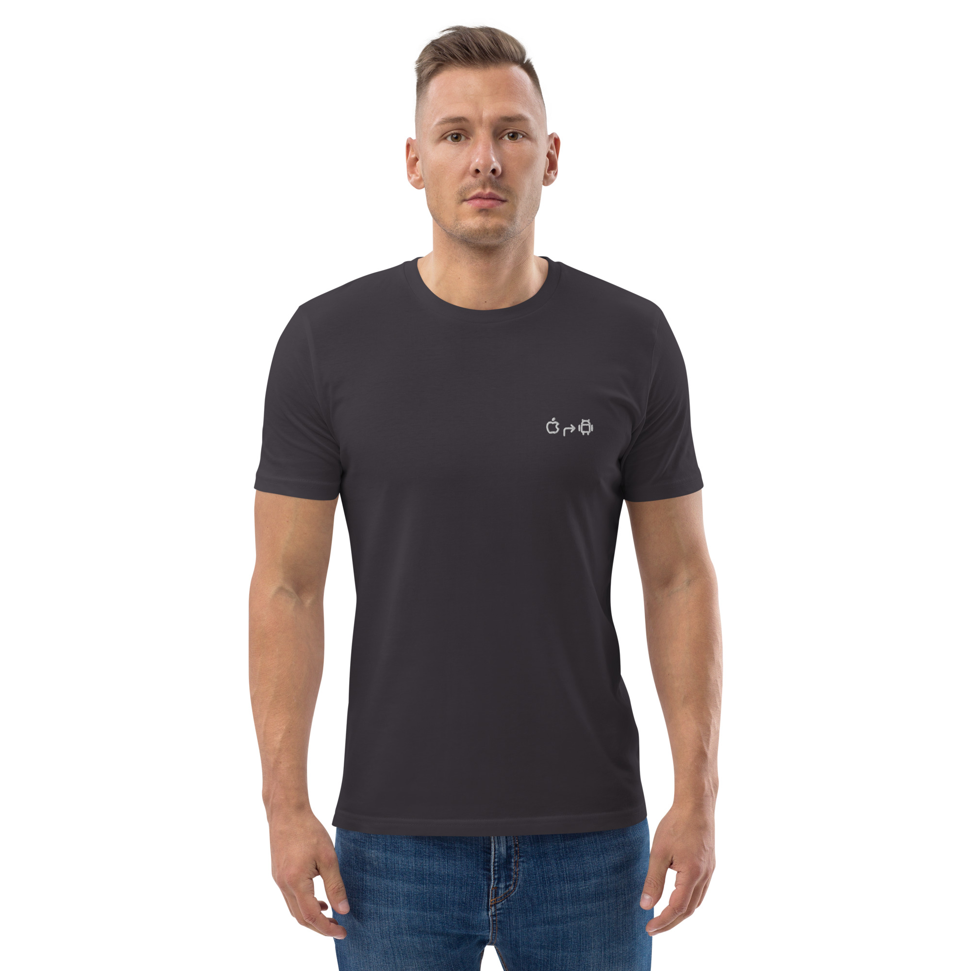 MNML | Android > Apple | Dark mode | Unisex T-shirt | Premium organic cotton | Embroidered - Image 22