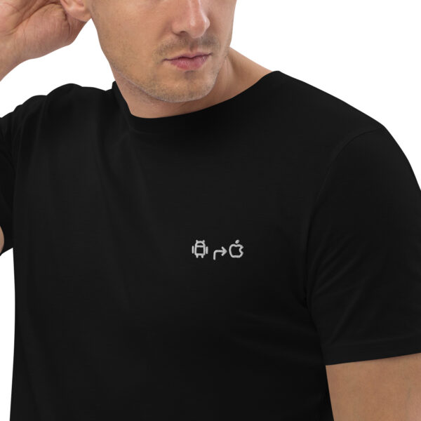 MNML | Apple > Android | Dark mode | Unisex T-shirt | Premium organic cotton | Embroidered