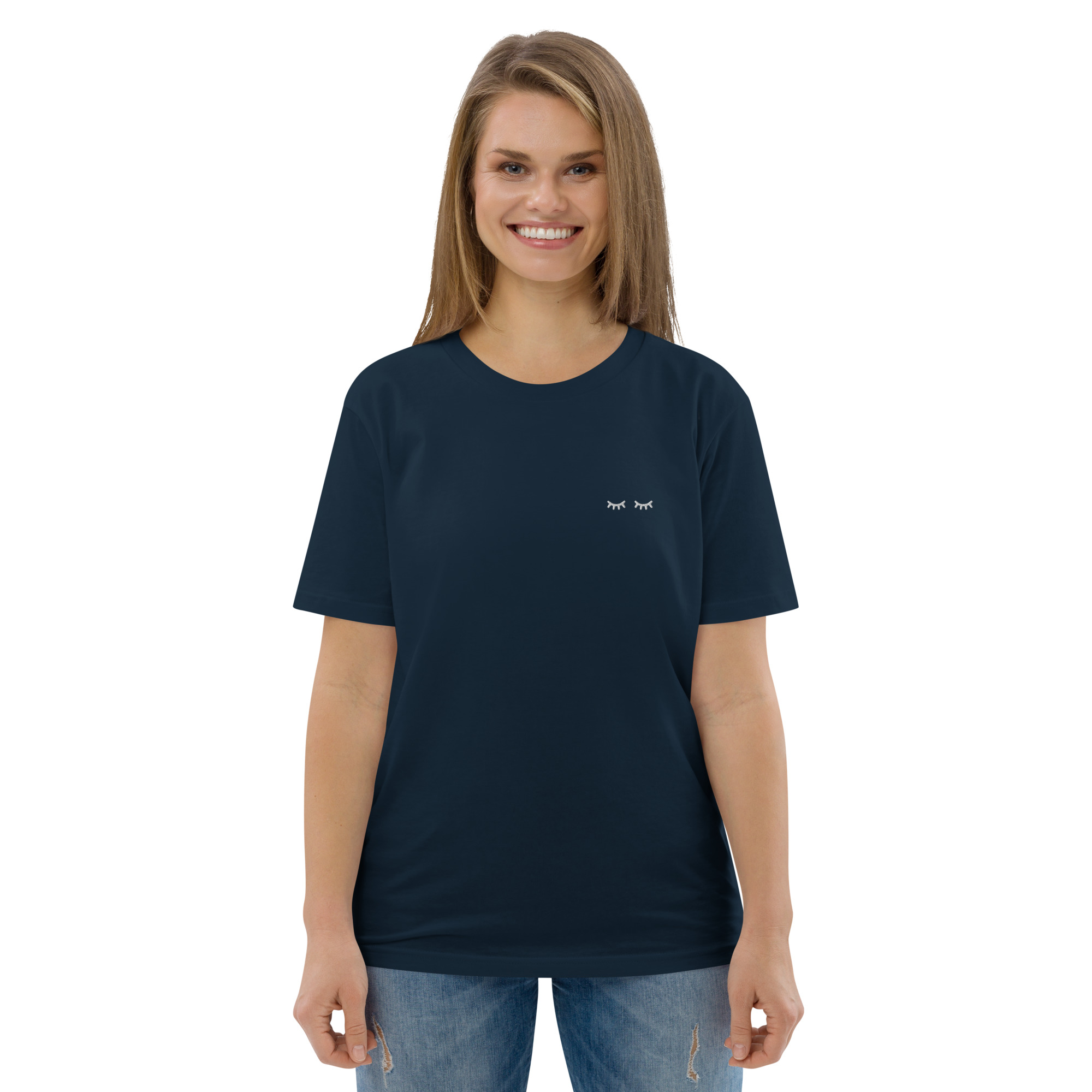 MNML | Eyes shut | Dark mode | Unisex T-shirt | Premium organic cotton | Embroidered - Image 14