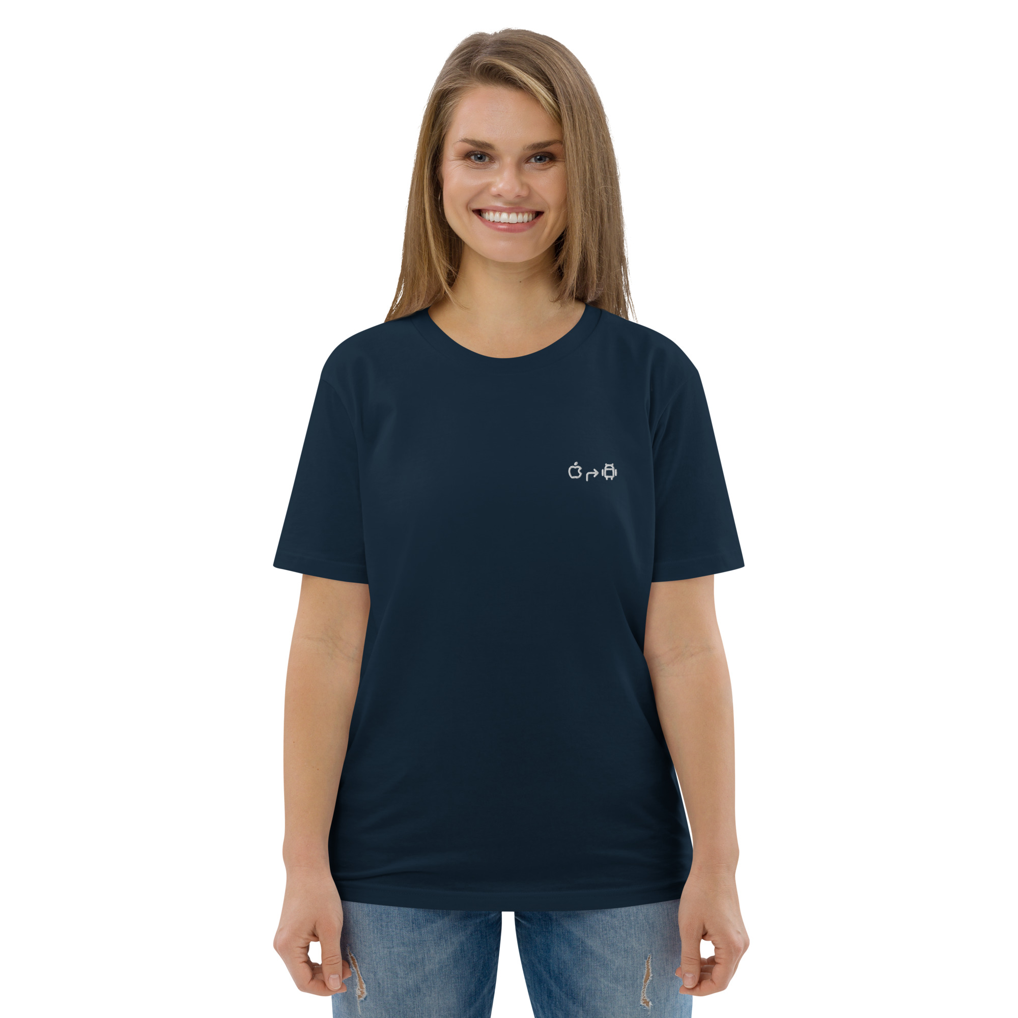 MNML | Android > Apple | Dark mode | Unisex T-shirt | Premium organic cotton | Embroidered - Image 10