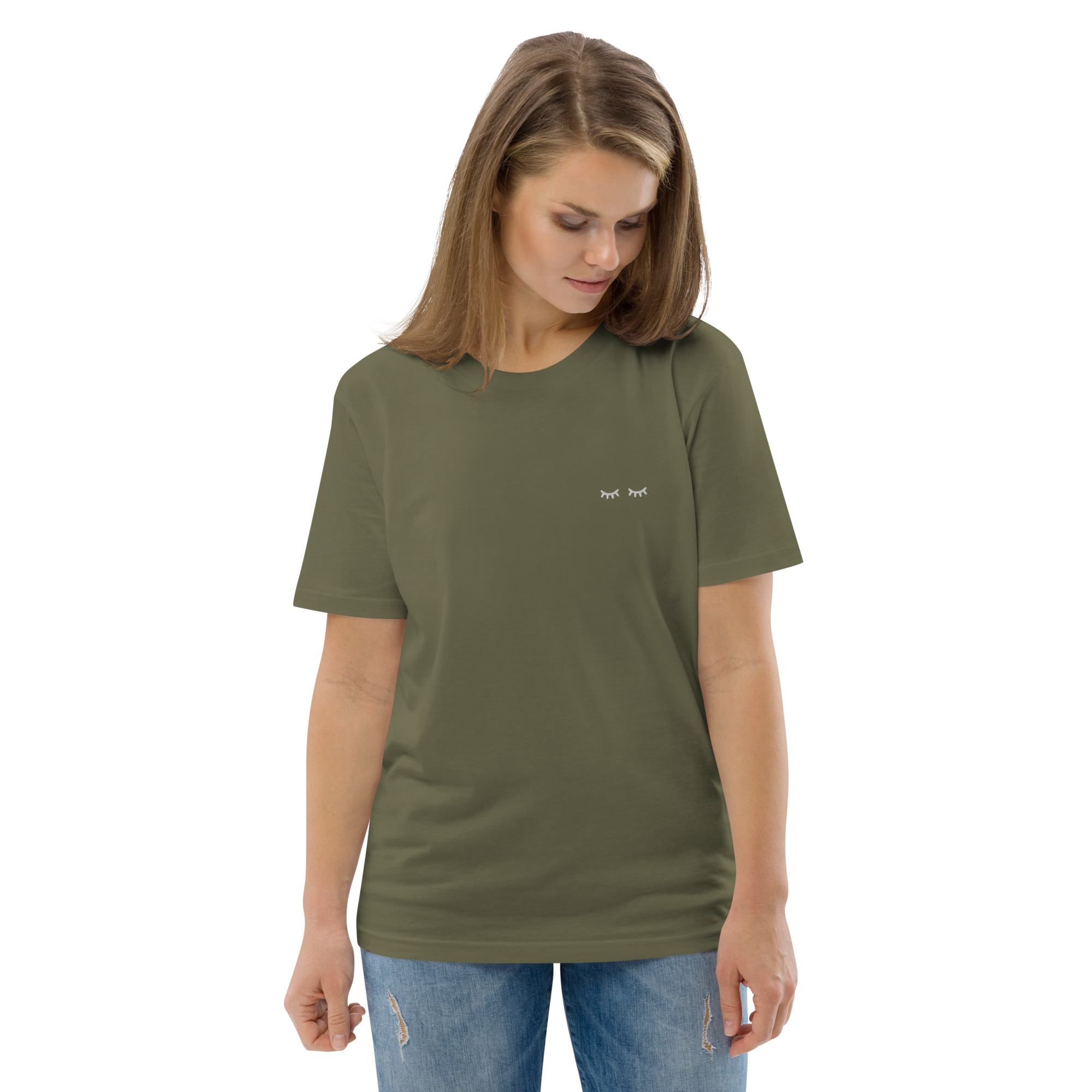 MNML | Eyes shut | Dark mode | Unisex T-shirt | Premium organic cotton | Embroidered - Image 23