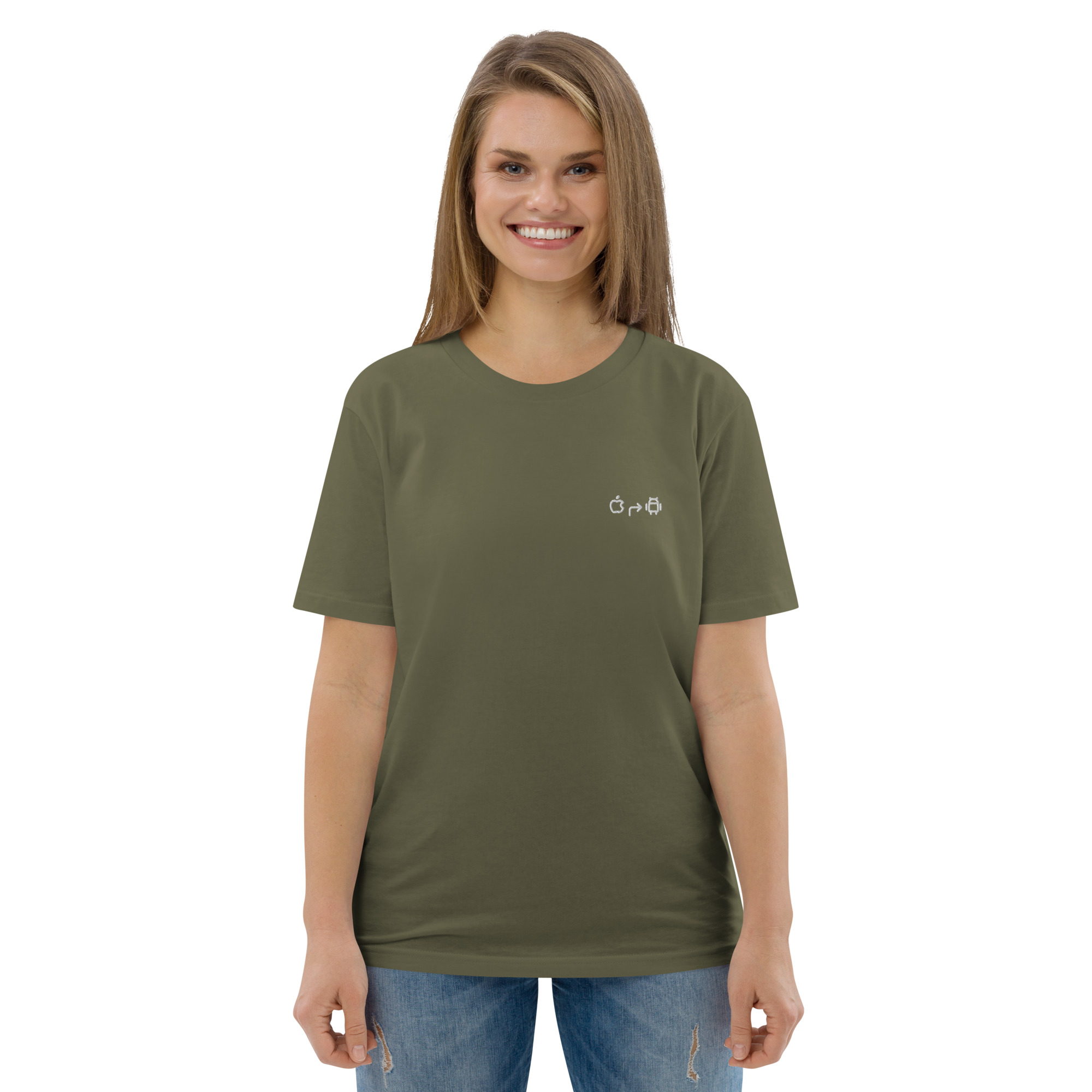 MNML | Android > Apple | Dark mode | Unisex T-shirt | Premium organic cotton | Embroidered - Image 8