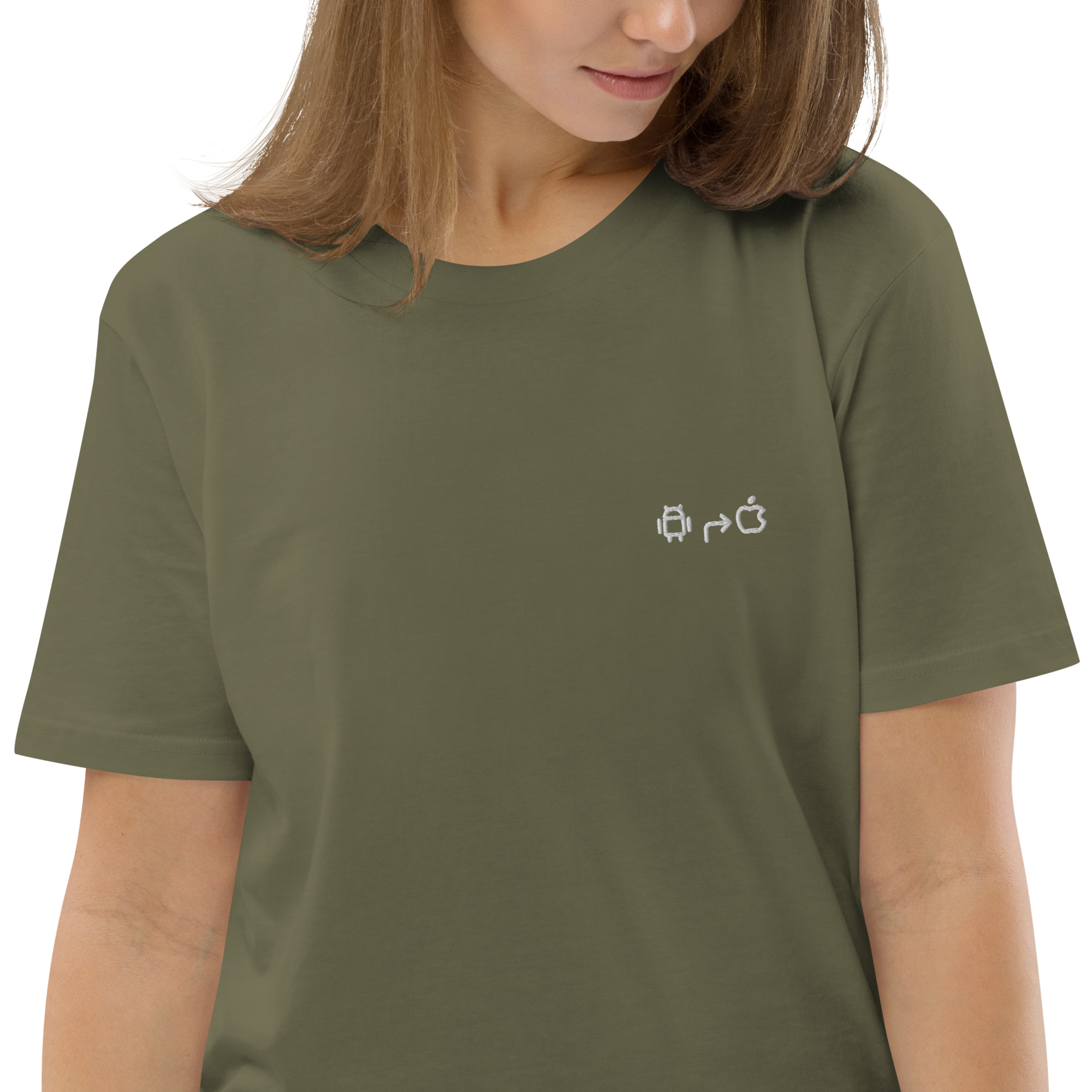 MNML | Apple > Android | Dark mode | Unisex T-shirt | Premium organic cotton | Embroidered - Image 9