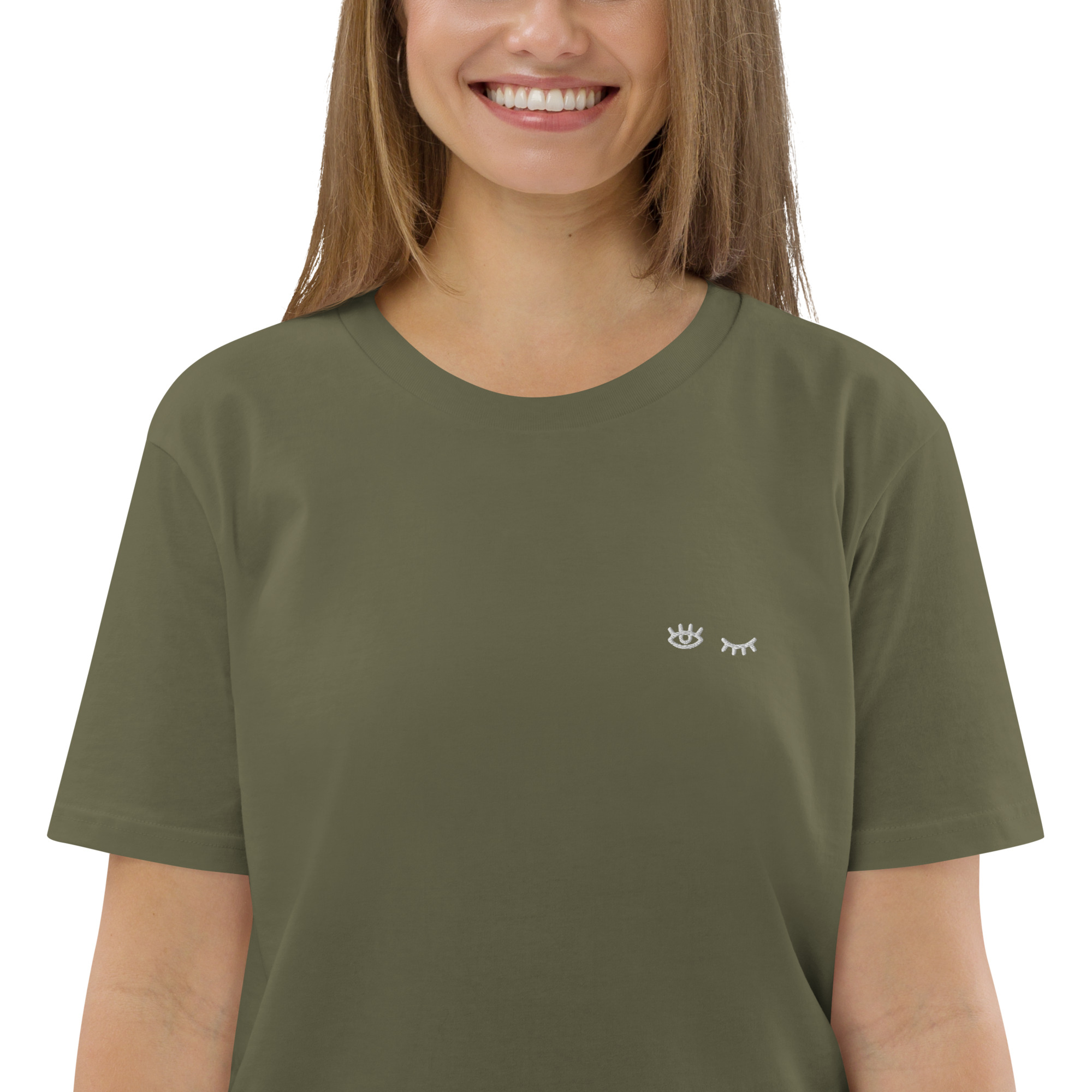 MNML | Eyes shut & open | Dark mode | Unisex T-shirt | Premium organic cotton | Embroidered - Image 24